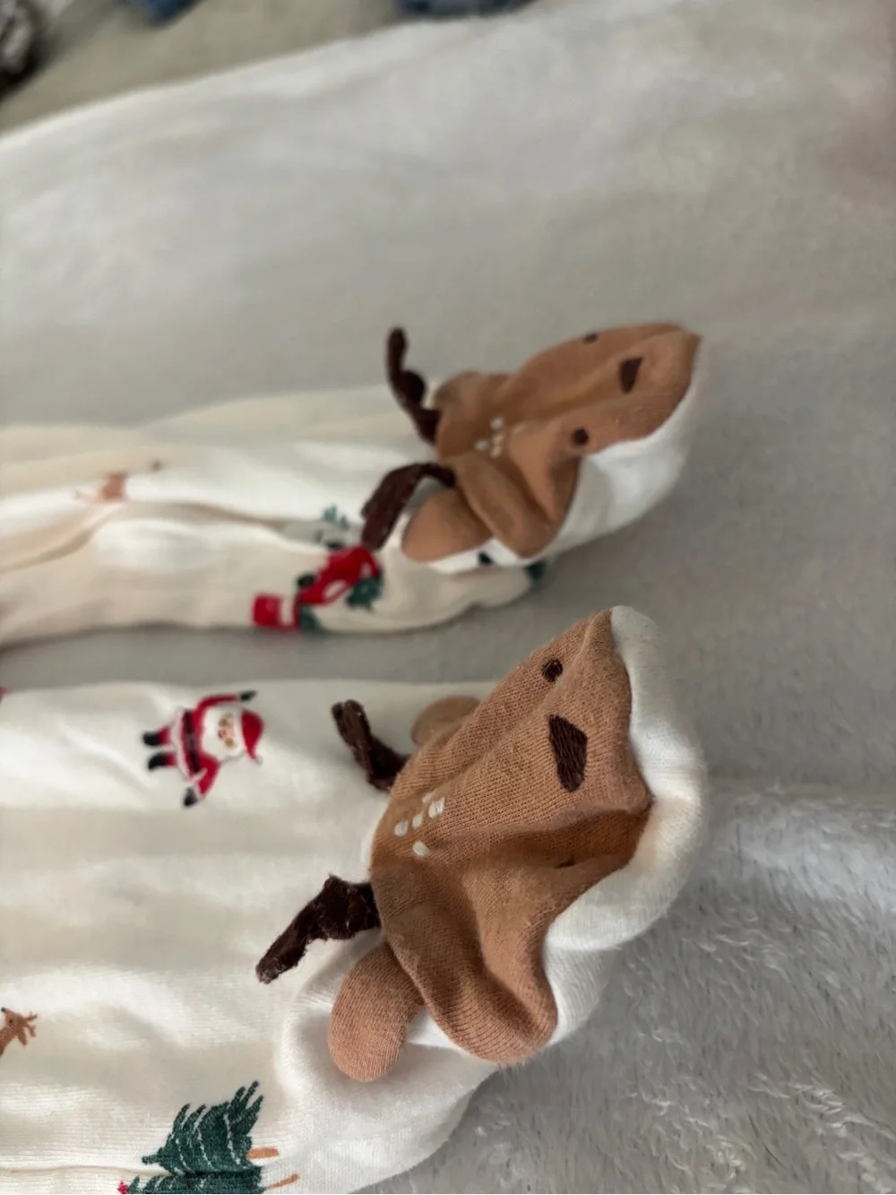 Carter's White Holiday Moose Footed One-Piece Pajamas